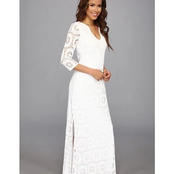 Lilly Pulitzer Sharrie Caftan Maxi Dress Resort White King Street Lace Size S - Picture 2 of 10